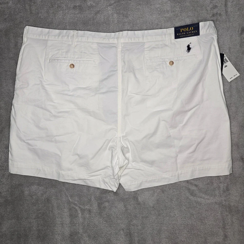 Polo Ralph Lauren Mens White Stretch Classic Fit Chino Shorts 48 NEW